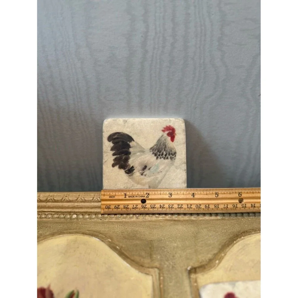 Chicken Resin Coasters Set of Four Rustic Country Farmhouse Ranch